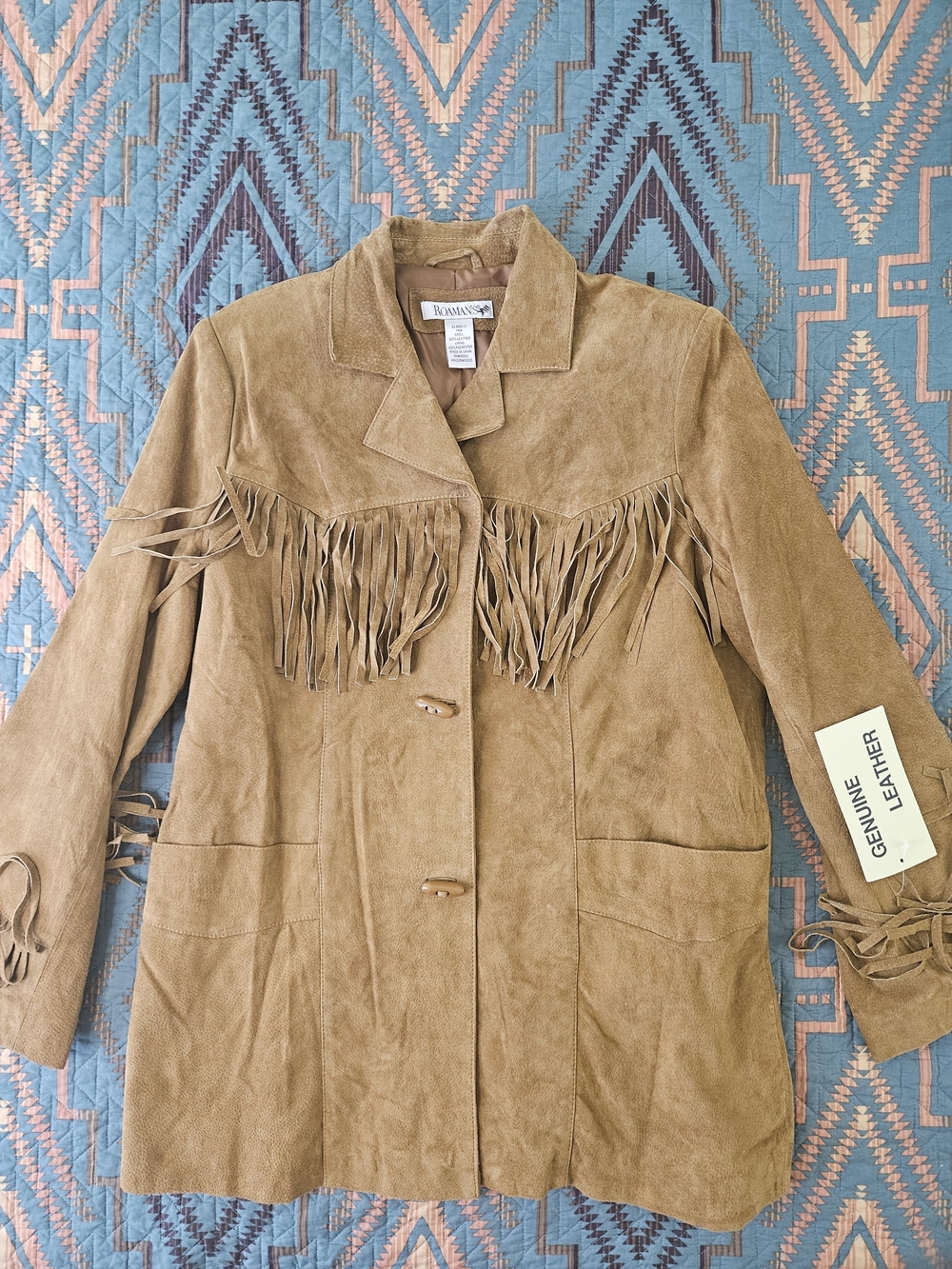 Roaman's Tan Suede Fringe Leather Jacket